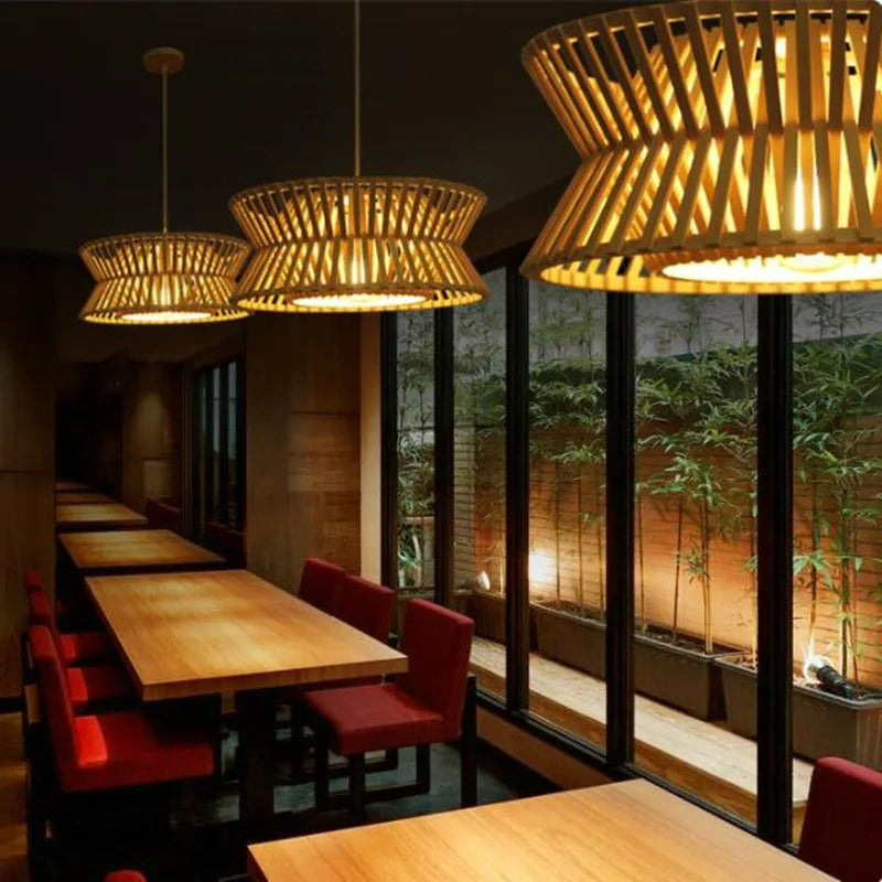 lustre en bois massif style nord-européen pour éclairage intérieur - vue 4 sur 7