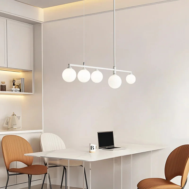 Pastoral Dining Table Pendant Lamps Long Hanging Light for Living Room Kitchen Restaurant Chandelier Fixtures Milky White Glass - vue 5 sur 12