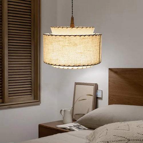lustre à led en tissu japonais pour décoration intérieure moderne - vue 2 sur 8