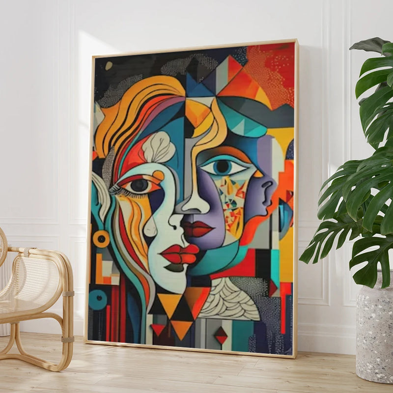 peinture abstraite cubiste style picasso pour décoration murale