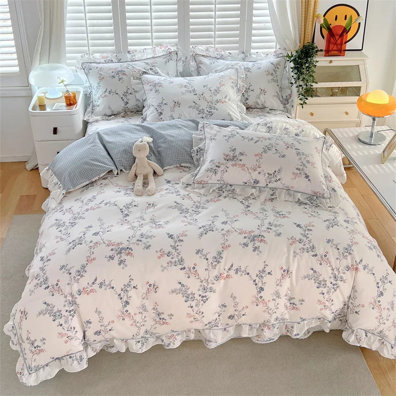 housse de couette florale en pur coton pour fille