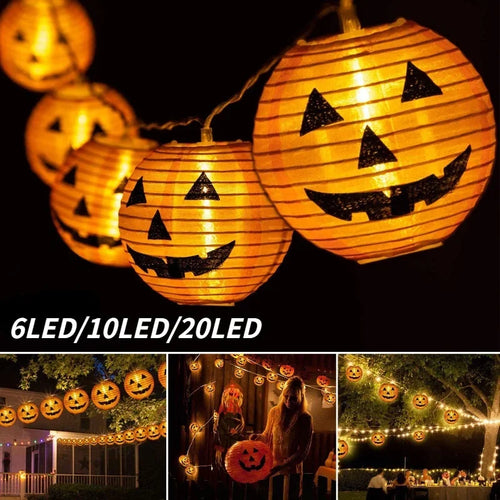 guirlande lumineuse citrouille pour décor halloween en intérieur extérieur - vue 4 sur 7