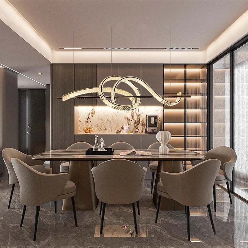 lustre moderne design cristal pour salle à manger éclairage intérieur