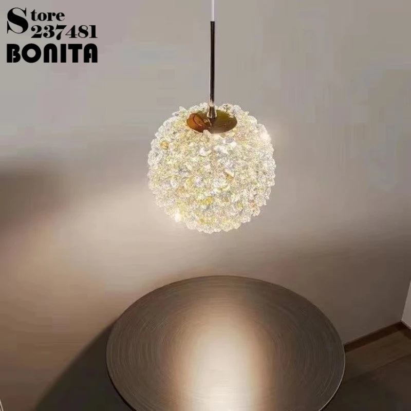 suspension en cristal k9 forme de fleur design moderne et luxueux - vue 3 sur 10