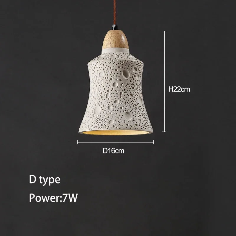 suspension wabi-sabi en ciment et travertin pour décoration intérieure
