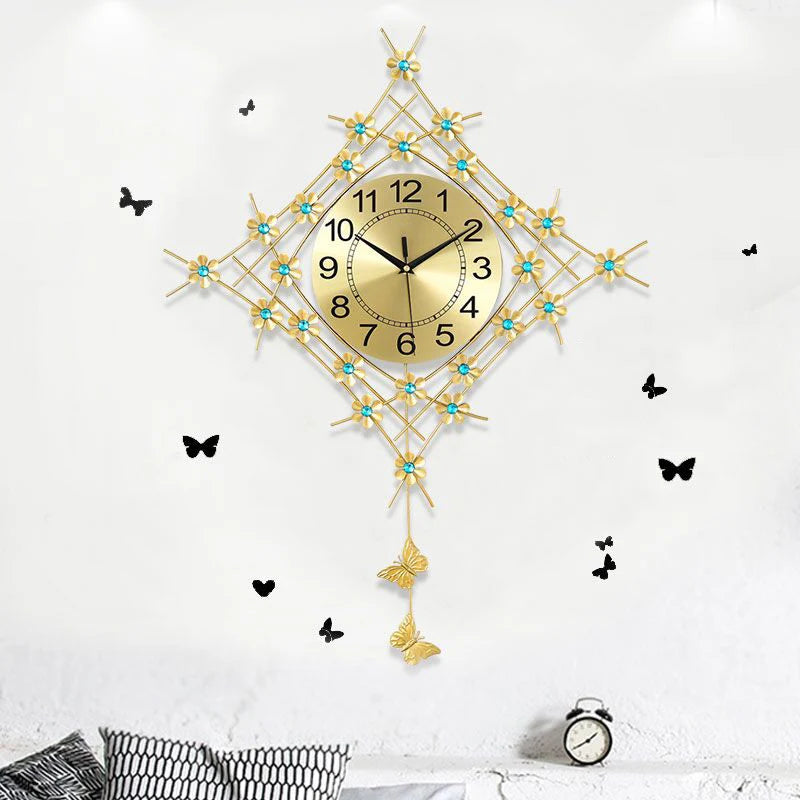 horloge murale à pendule design européen en métal unique - vue 5 sur 19