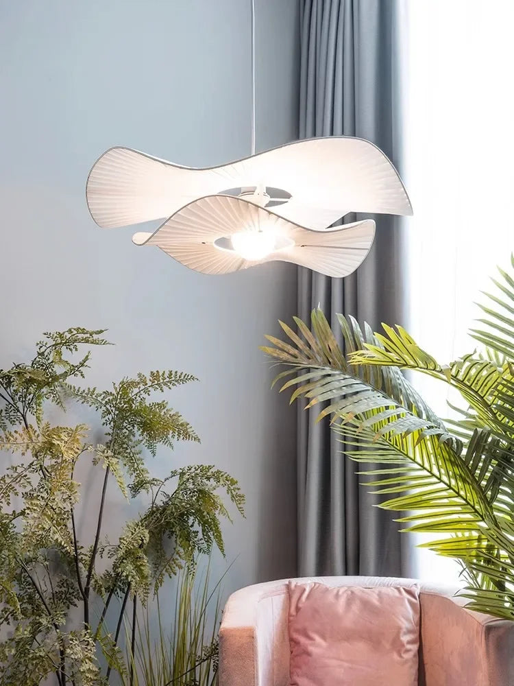 lustre Design nordique tissu LED lumières chambre salon salle à manger décoration maison fleur