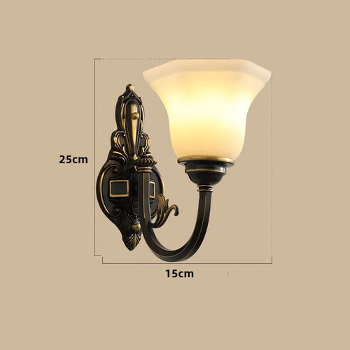 lustre vintage en cuivre avec abat-jour en verre dépoli - vue 11 sur 20
