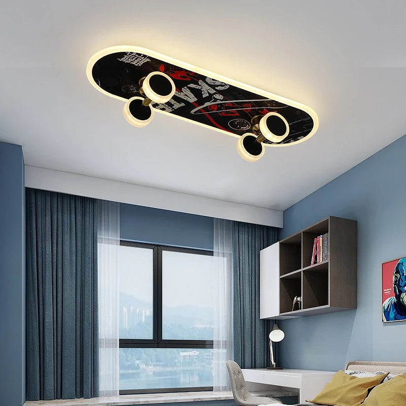 plafonnier créatif nordique skateboard pour chambre d'enfant moderne - vue 4 sur 16
