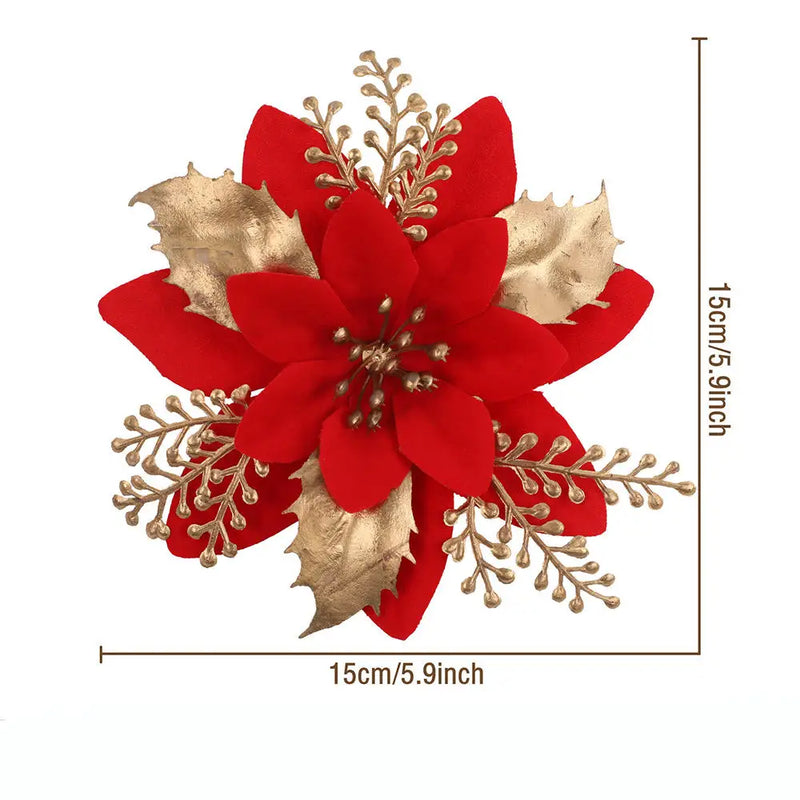 décoration suspendue fleur pailletée pour arbre de noël