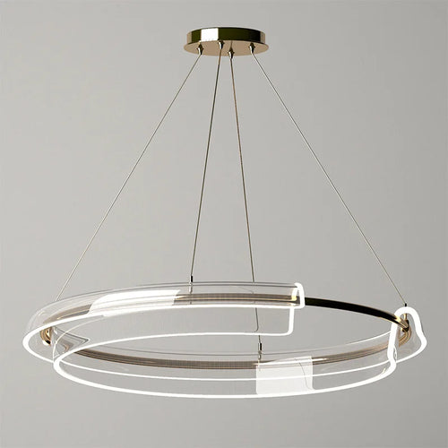 lustre led de luxe simple anneau dimmable pour maison hôtel - vue 2 sur 7