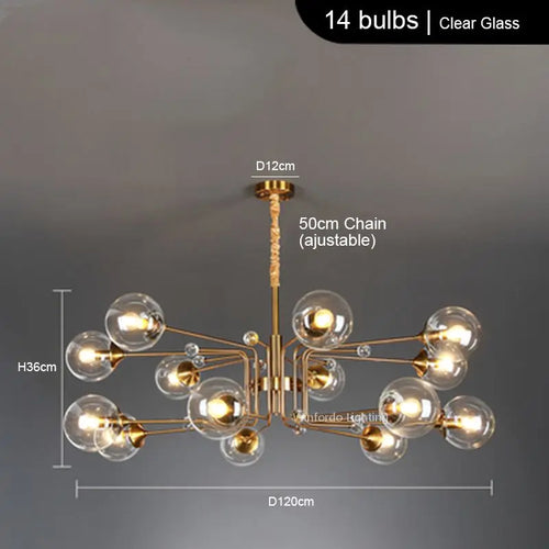 lustre led moderne 10 globes luminaire décoratif - vue 13 sur 18