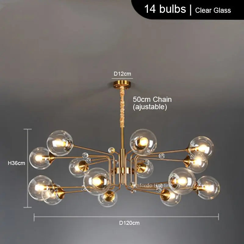 lustre led moderne 10 globes luminaire décoratif - vue 12 sur 18