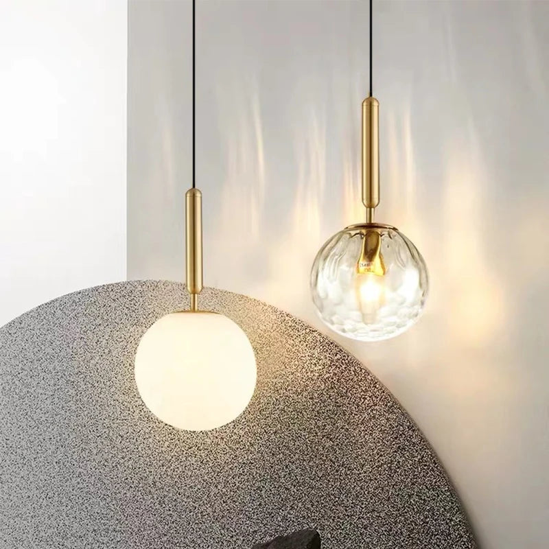 Moderne LED boule de verre installation or/noir intérieur cuisine suspension lampes chevet salle à manger éclairage décoration