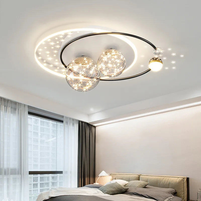 Plafond moderne à LEDs lampe nordique Simple créatif acrylique or/noir tout ciel étoile lustre Applicable chambre salon lampes