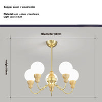 suspension en verre rétro en bois pour intérieur élégant