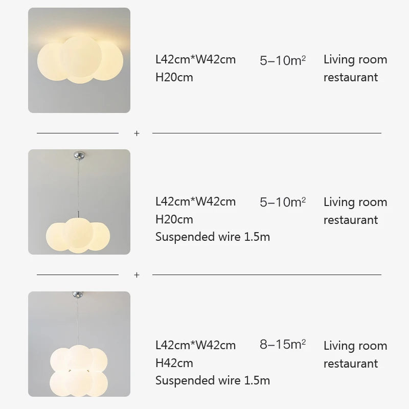 lustre nordique led nuage 4/8 têtes décor bulles luminaires