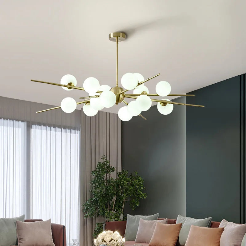 lampe moderne simple en cuivre décoration moléculaire nordique - vue 4 sur 10