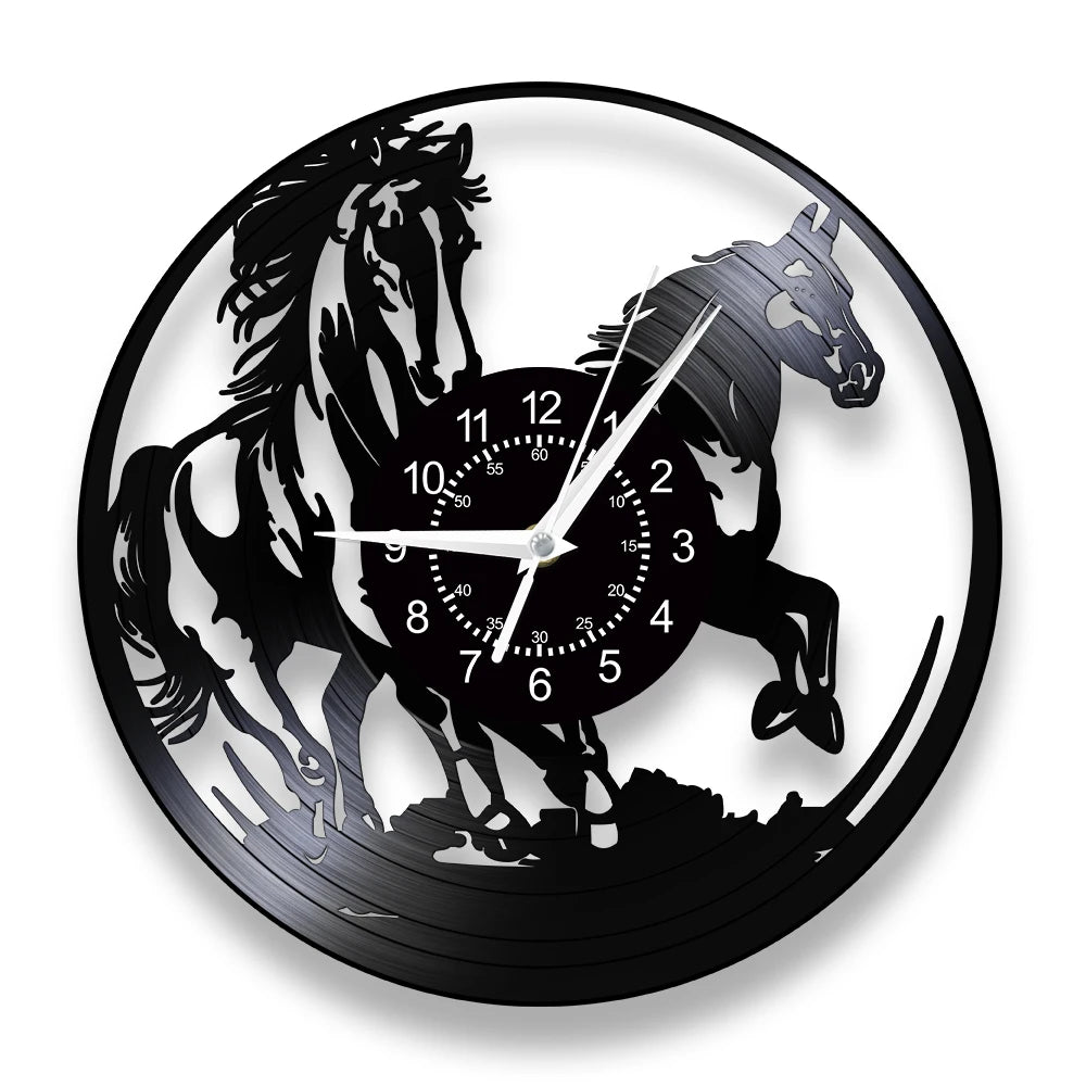 horloge murale vinyle cheval décoration équestre artisanale cadeau unique - vue 15 sur 22