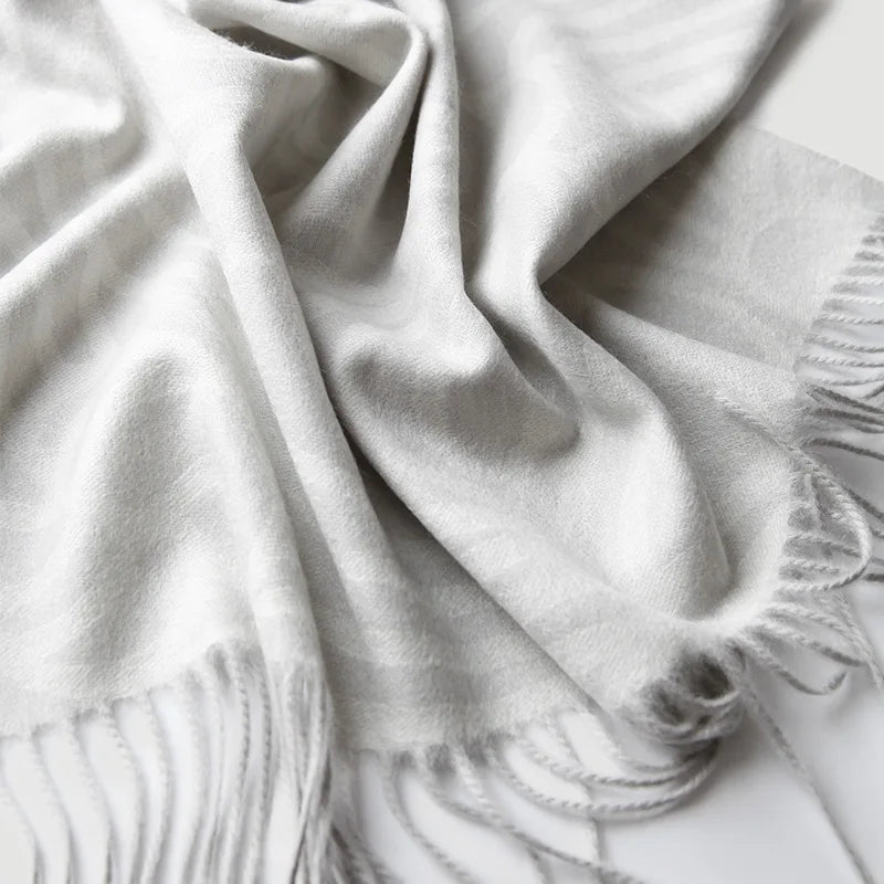 plaid cachemire jacquard rayé double face chaud voyage - vue 5 sur 5