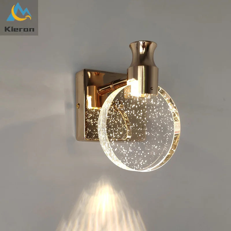 Simple chambre salon cristal applique murale LED lampe miroir avant lampe salle de bain maquillage lampe applique murale décor à la maison lumières miroir lampe