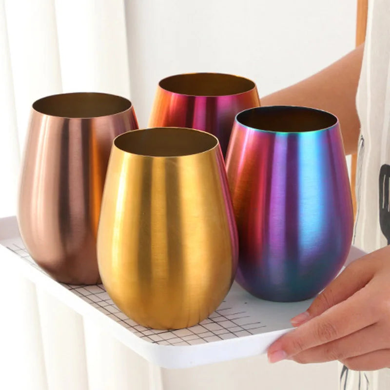 Verres a vin ronds acier inoxydable style bar