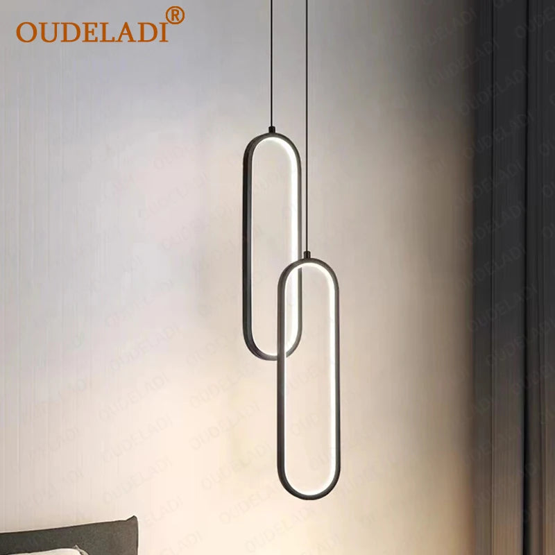 lampe suspendue led design moderne minimaliste intérieur chambre restaurant salon - vue 6 sur 10