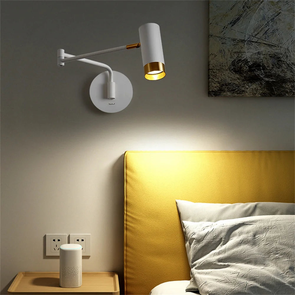 applique murale led pivotante avec interrupteur et bras flexible - vue 3 sur 8