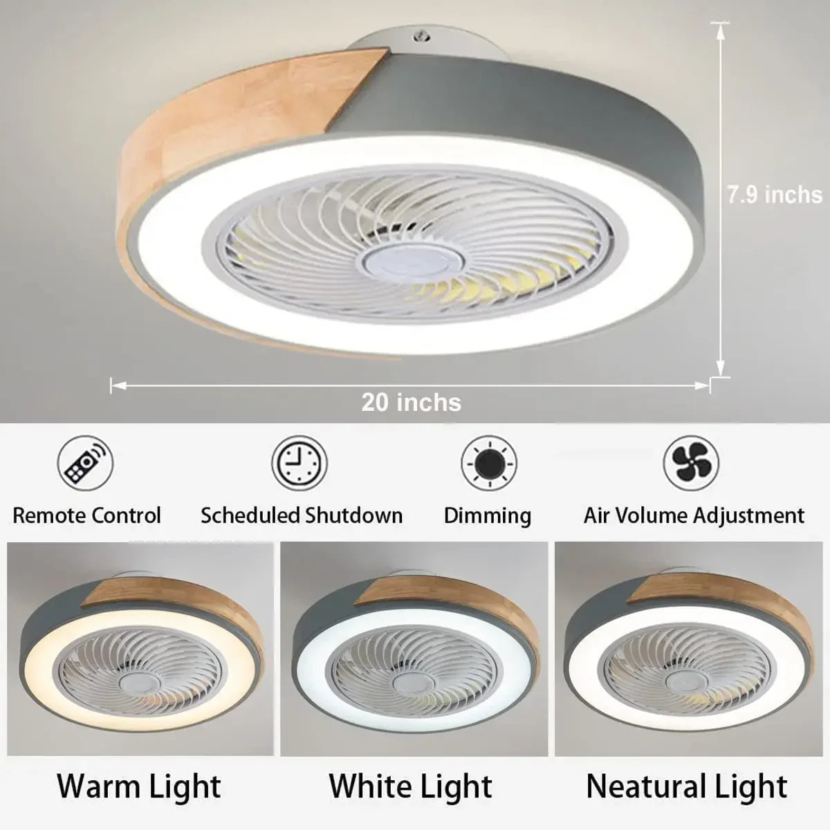 ventilateur plafond moderne pour enfants avec lumière led et télécommande - vue 2 sur 8