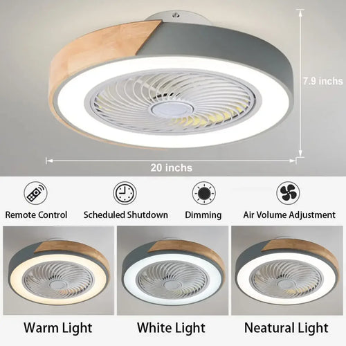 ventilateur plafond moderne pour enfants avec lumière led et télécommande - vue 3 sur 8