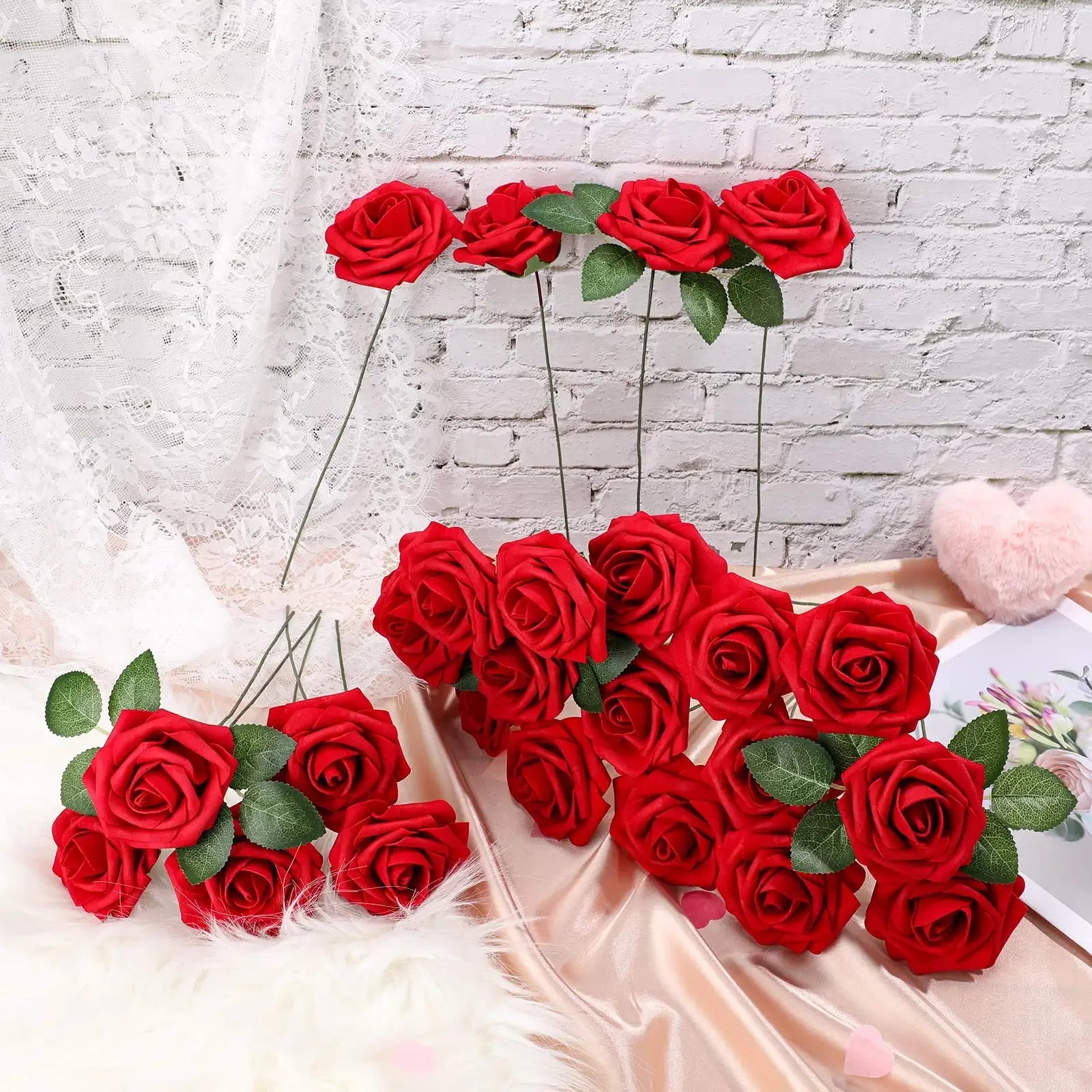 lot de 25 roses artificielles pour décorations de mariage et fêtes - vue 2 sur 11