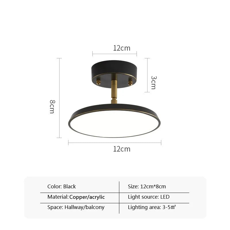 plafonnier led minimaliste or noir cuivre chambre salon hall couloir