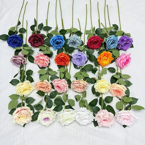 branches de roses en soie grandes fleurs artificielles décoratives - vue 5 sur 30