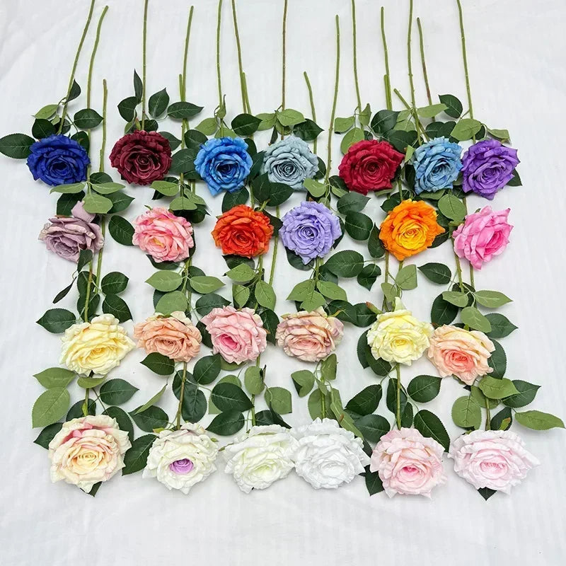 branches de roses en soie grandes fleurs artificielles décoratives - vue 4 sur 30