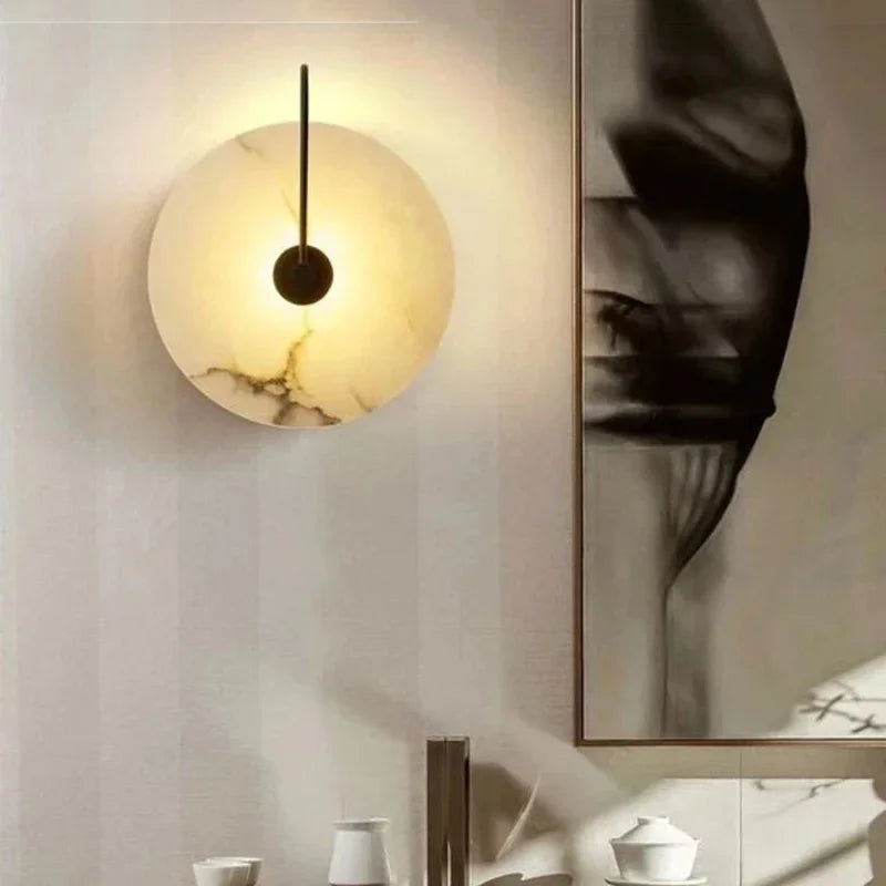 Applique murale LED marbre moderne luxe noir or