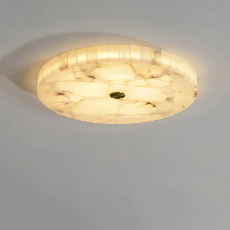 plafonnier led circulaire en marbre texture naturelle style européen - vue 2 sur 7