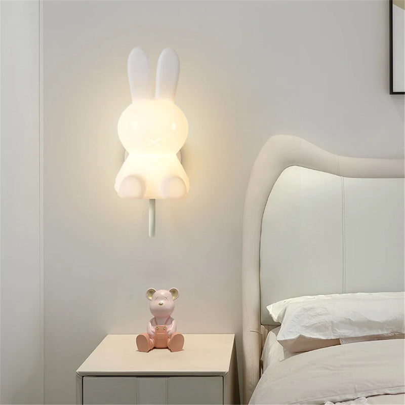 applique led murale pour enfants avec dessin de lapin