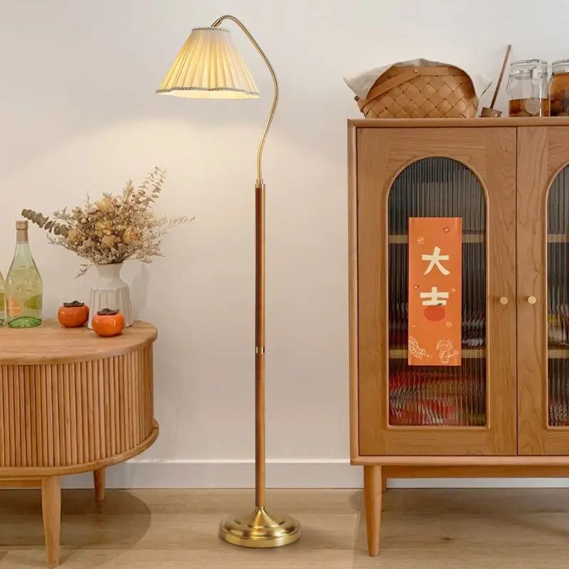 Lampadaire bois massif rétro japonais luxe haut gamme bureau chambre