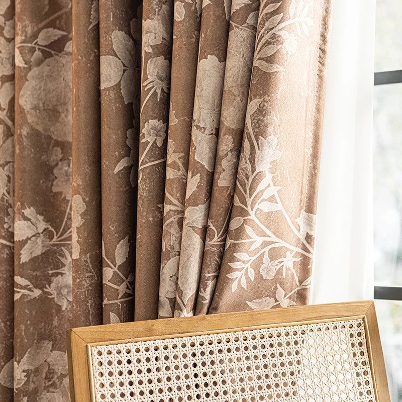 Rideau occultant style français floral pour salon chambre