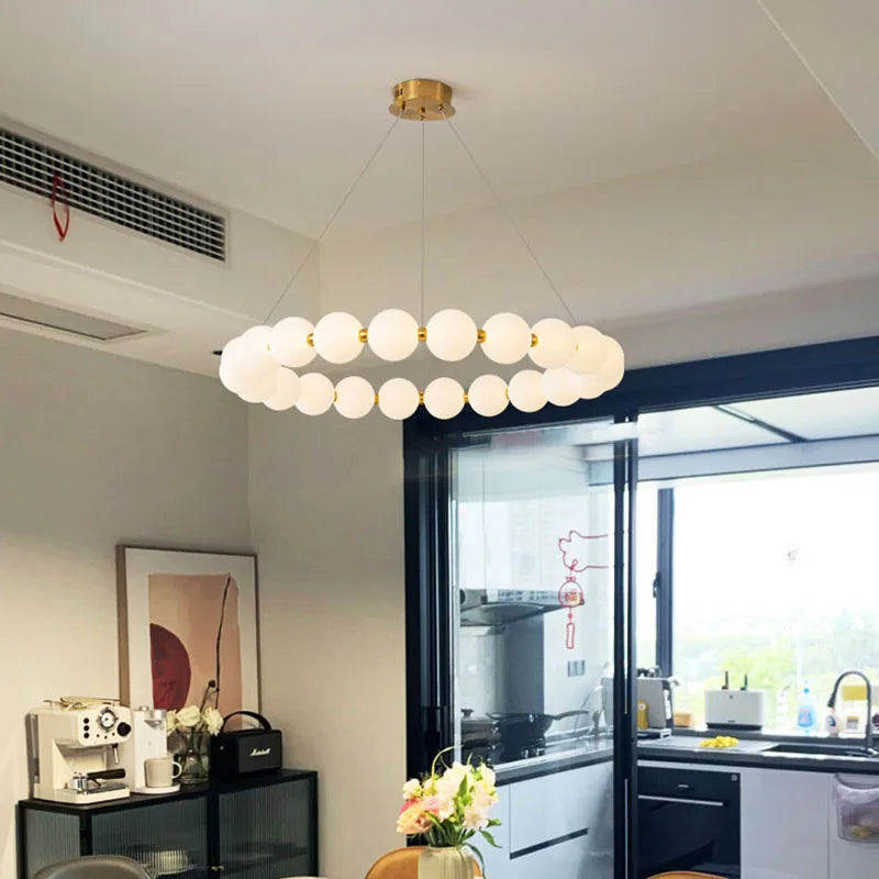 Anneau rond nordique LED lustre de plafond acrylique or pour salle à manger salon Table centrale chambre suspension éclairage décor luminaire