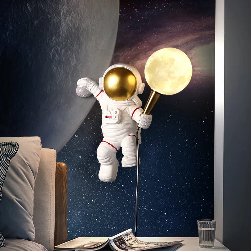 Lampe Nordique LED chambre d'enfants astronaute lune chambre chevet fond