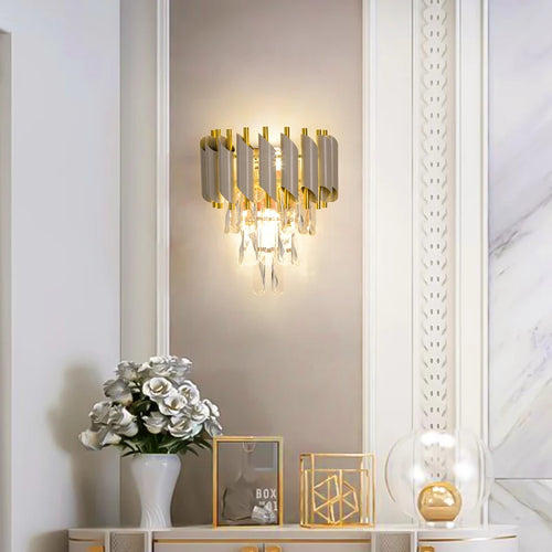 applique murale led en cristal et acier inoxydable pour intérieur moderne - vue 2 sur 18