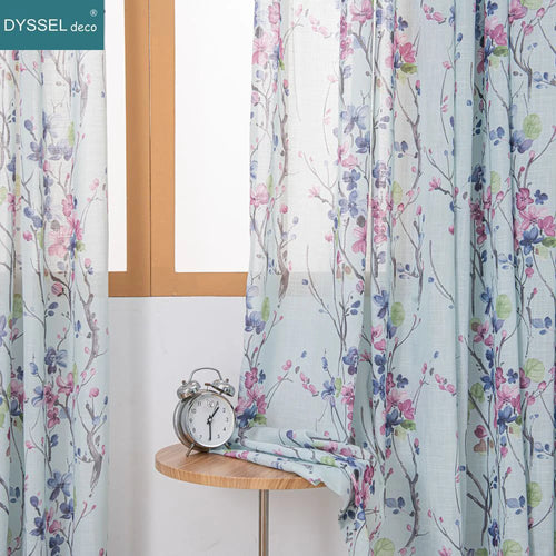Rideau léger motif floral style européen salon chambre - vue 3 sur 8