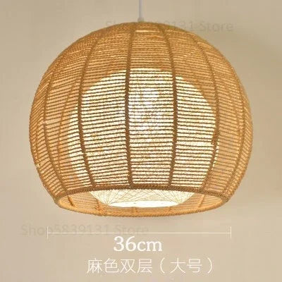 luminaire led nordique moderne en fer et corde de chanvre - vue 15 sur 14
