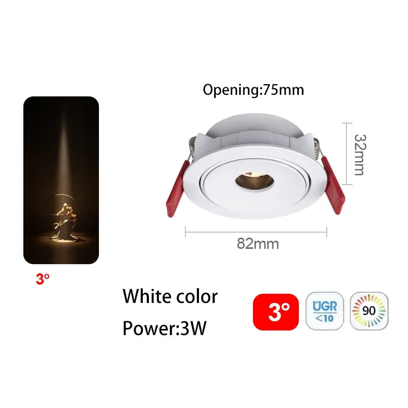 spot led ultra fin à angle de faisceau pour éclairage intérieur