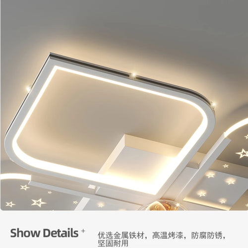 lustre led moderne quatre feuilles herbe ciel étoilé intérieur - vue 4 sur 18