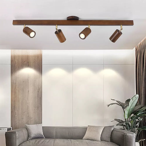 Grain de bois Led lustres avec projecteur pour salon chambre plafonniers éclairage décor noir Lustre cuisine luminaire - vue 2 sur 16