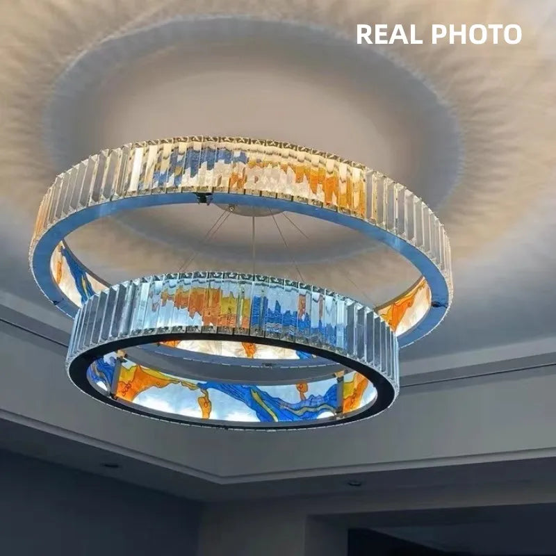 lustre led dimmable moderne en acier cercle décoratif