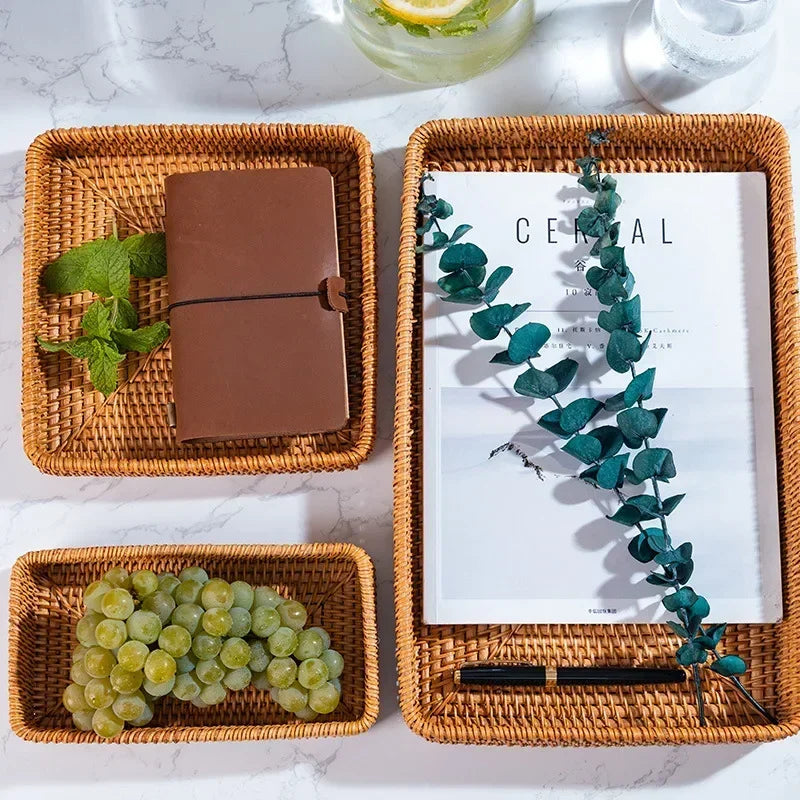 panier en rotin tissé pour rangement et décoration artisanale - vue 4 sur 9