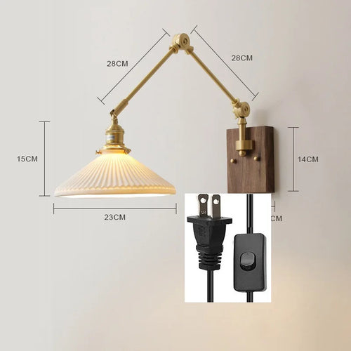 iwhd Applique murale led pivotante en cuivre avec interrupteur à chaîne - vue 24 sur 23